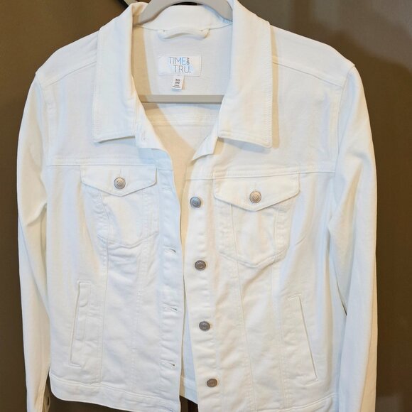Time and Tru Jackets & Blazers - Time and Tru white jean jacket, plus size
